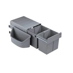 Schlussverkauf 👏 Naber Abfallsammlersystem Corner Boy 2 (für Diagonaleckschränke), Alu Grau 8012083 👏